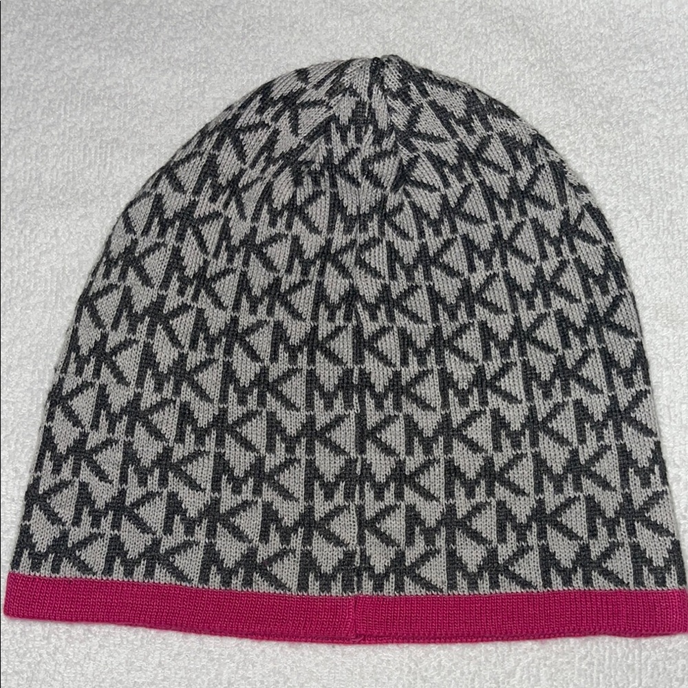 Michael Kors Gray and Pink Beanie
